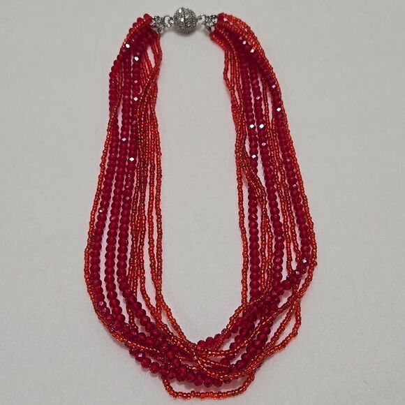 Red Multi-Strand Necklace Set - Picture 7 of 7